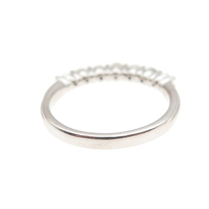 925 Sterling Silver Round-Cut C Z Half Eternity Band Ring Size 6.75