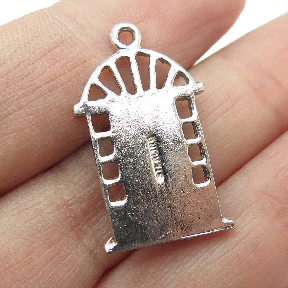 925 Sterling Silver Antique Enamel Christmas Entrance Doorway Mini Pendant