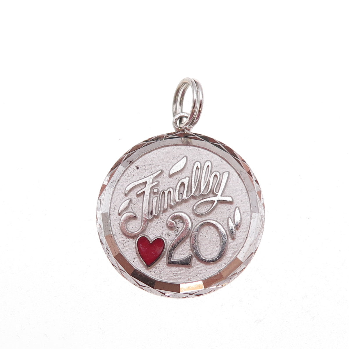 Griffith & Sons 925 Sterling Silver Vintage Enamel Finally 20 Charm Pendant