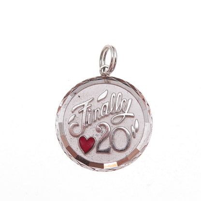 Griffith & Sons 925 Sterling Silver Vintage Enamel Finally 20 Charm Pendant