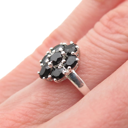Chuck Clemency Sterling Silver Vintage Real Oval-Cut Black Spinel Ring Size 5.25