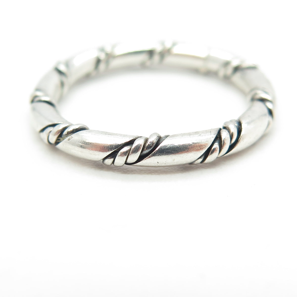 925 Sterling Silver Vintage Twisted Rope Stackable Band Ring Size 6