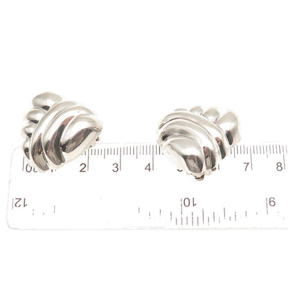 925 Sterling Silver Vintage Mexico Modernist Clip On Earrings