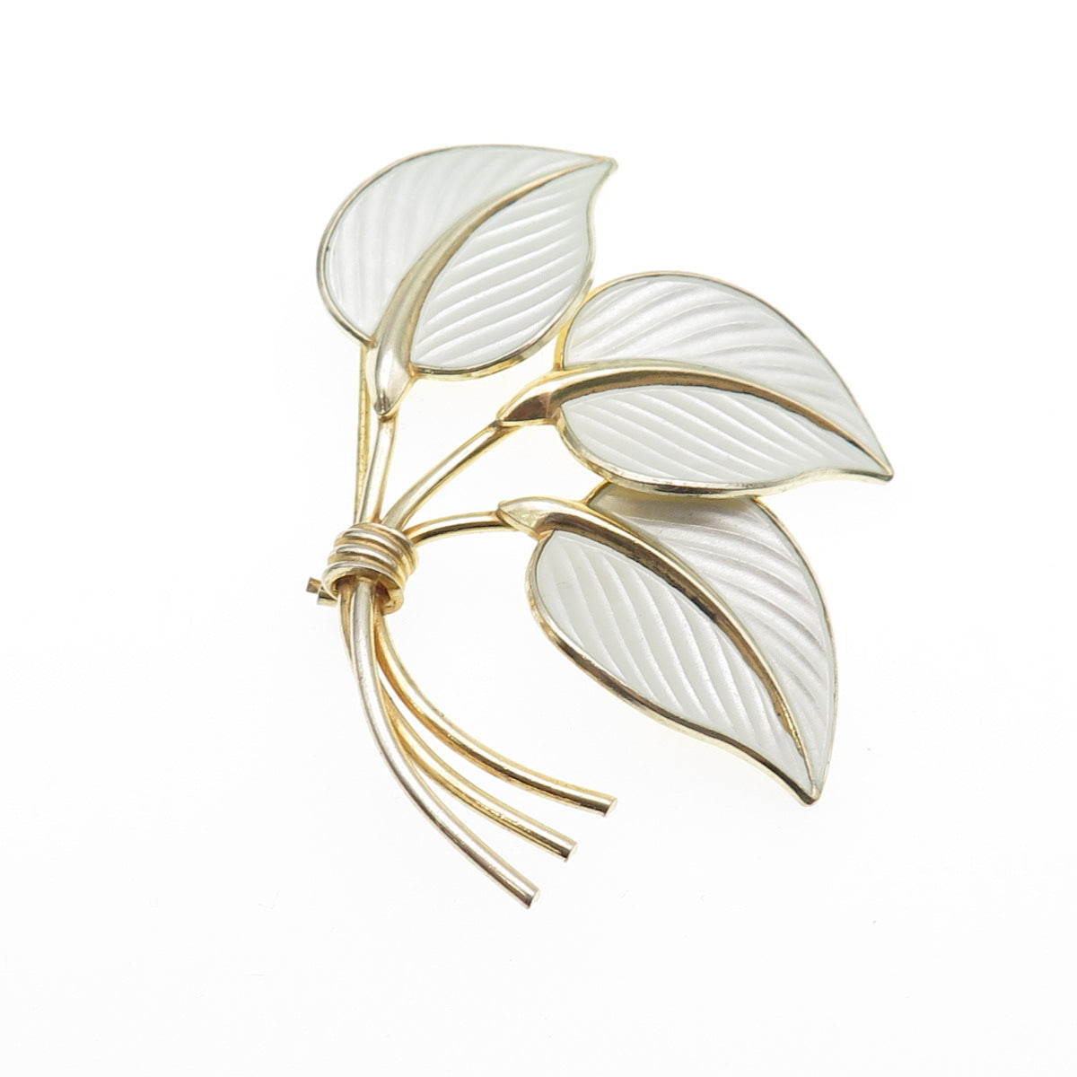 HANS MYHRE 925S Sterling Silver Gold Plated Vintage Norway Enamel Floral Brooch