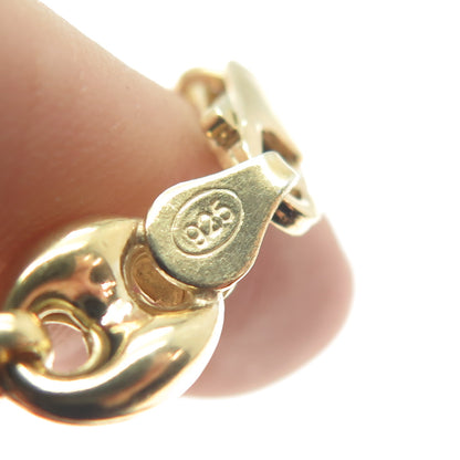 925 Sterling Silver Gold Plated Anchor Mariner Link Anklet / Bracelet 9"