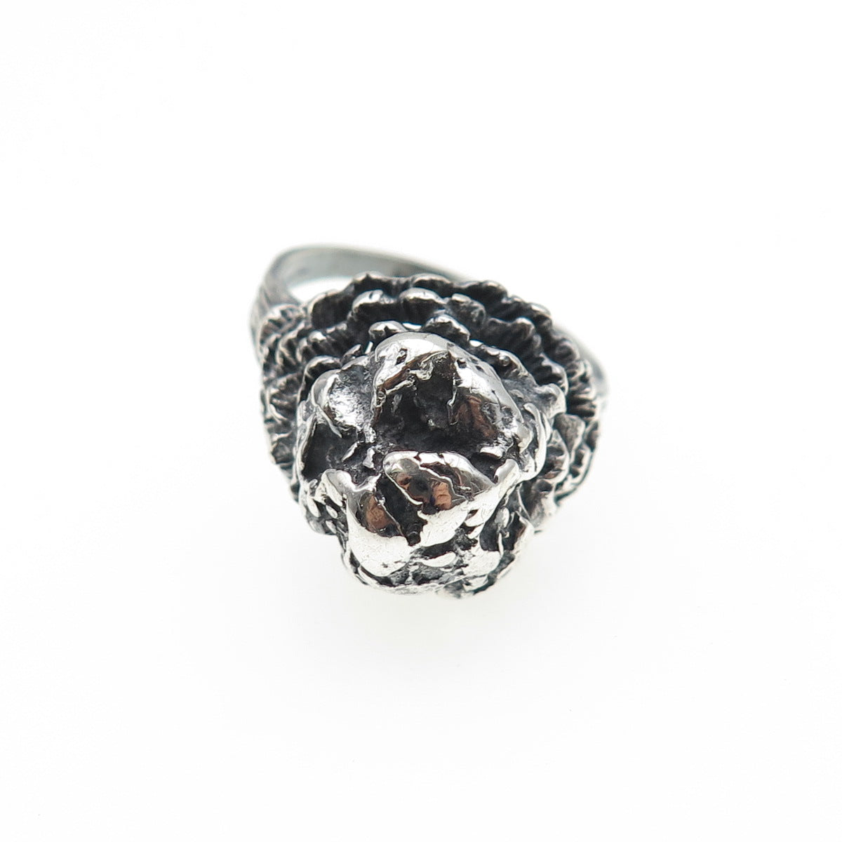 925 Sterling Silver Vintage Modernist Nugget Dome Oxidized Ring Size 8.25