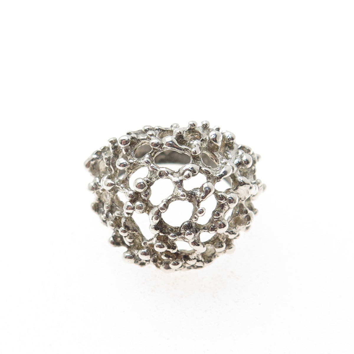 925 Sterling Silver Vintage Modernist Nugget Oxidized Dome Ring Size 5.5
