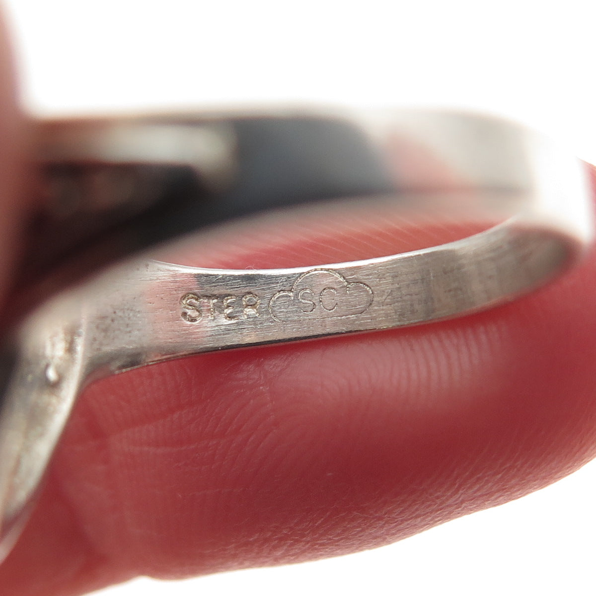 Silver Cloud 925 Sterling Vintage Real MOP Dotted Oxidized Ring Size 7.25