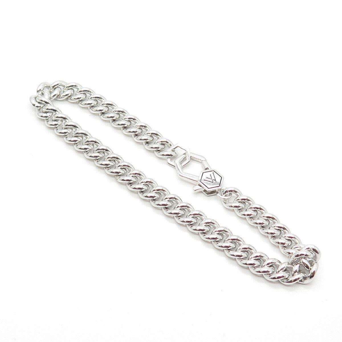 925 Sterling Silver With You Lockets Curb Link Bracelet 7"