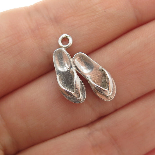 J.M. FISHER & CO 925 Sterling Silver Vintage Flip Flops Minimalist Charm Pendant
