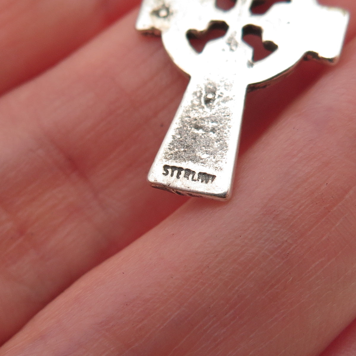 925 Sterling Silver Vintage Celtic Cross Oxidized Charm Pendant
