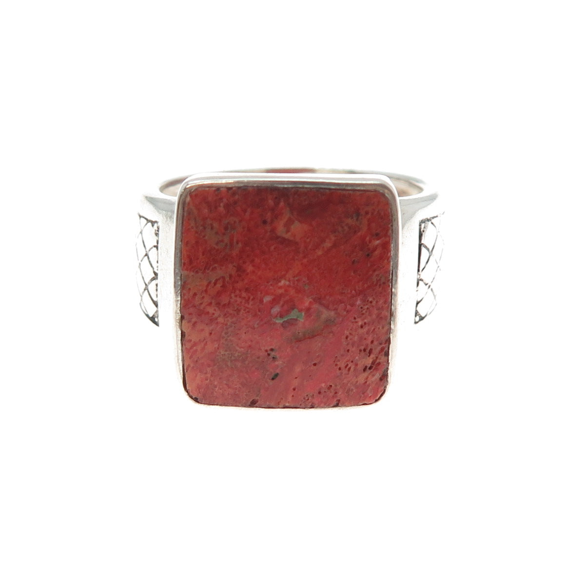 PHLD PlayHardLookDope 925 Sterling Silver Real Coral Ring Size 12.25