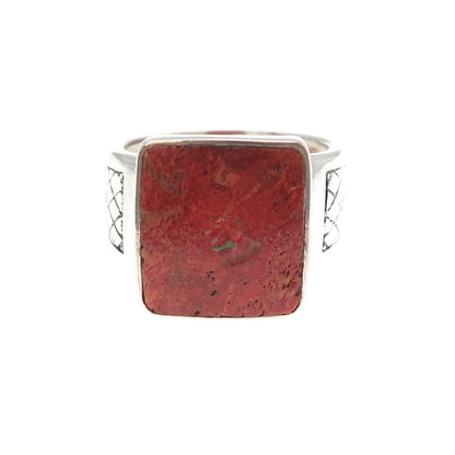 PHLD PlayHardLookDope 925 Sterling Silver Real Coral Ring Size 12.25