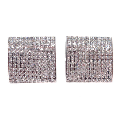 925 Sterling Silver Round-Cut C Z 15mm Square Stud Earrings