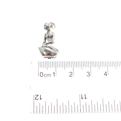 BERNARD HERTZ Sterling Silver Vintage Denmark Mermaid Mini 3D Charm Pendant