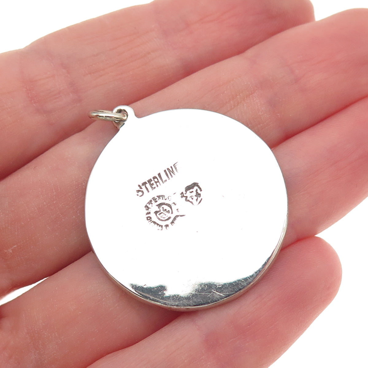 925 Sterling Silver Vintage Mexico Real Turquoise Aries Zodiac Charm Pendant