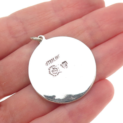 925 Sterling Silver Vintage Mexico Real Turquoise Aries Zodiac Charm Pendant