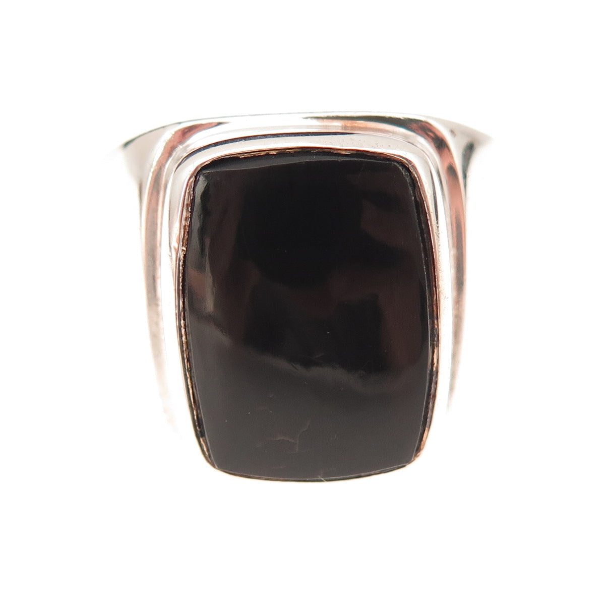 925 Sterling Silver Vintage Real Black Onyx Ring Size 14.25