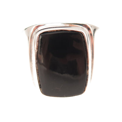 925 Sterling Silver Vintage Real Black Onyx Ring Size 14.25