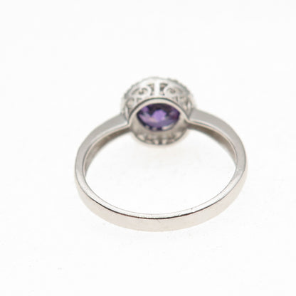 RSE Robert Seeman 925 Sterling Silver Purple & White C Z Ring Size 10.25