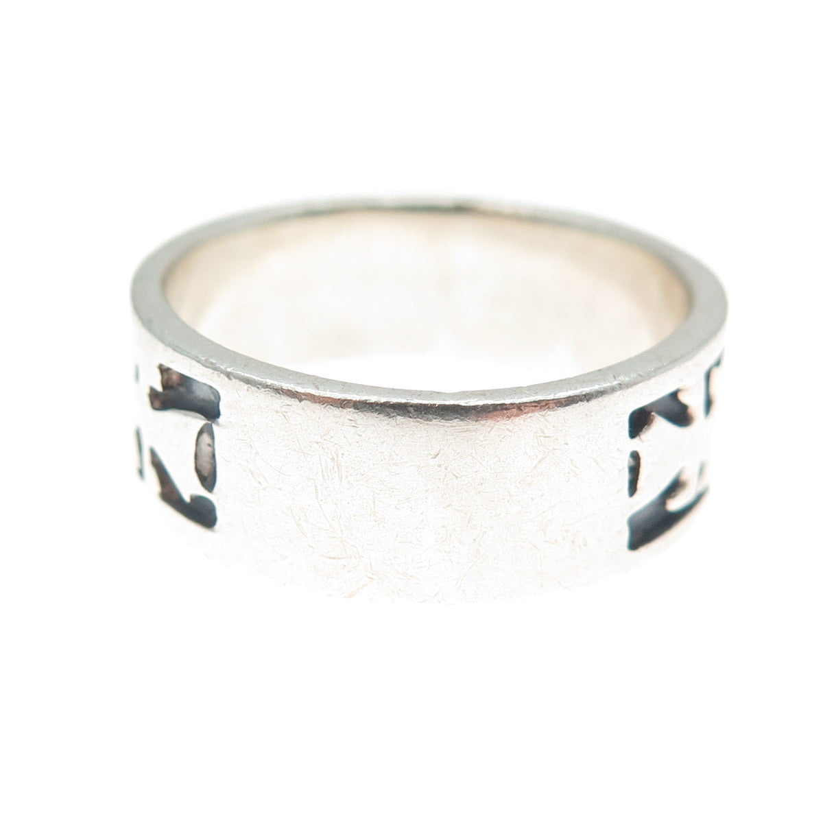 925 Sterling Silver Vintage Ethnic Oxidized Band Ring Size 10