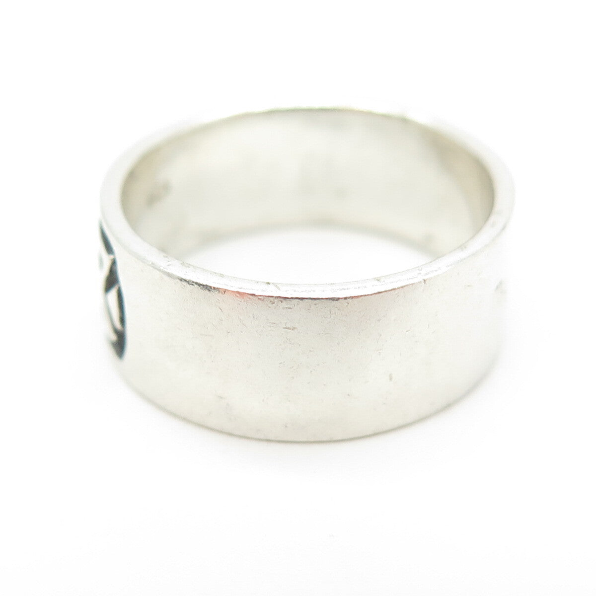 925 Sterling Silver Vintage Viking Rune Band Ring Size 7.25