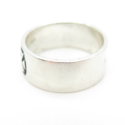 925 Sterling Silver Vintage Viking Rune Band Ring Size 7.25