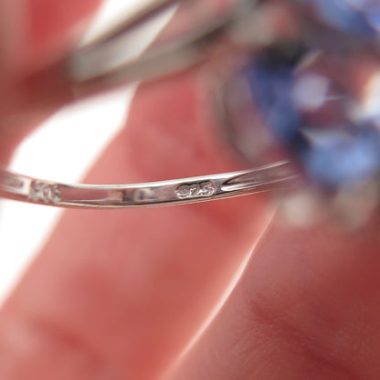 Chuck Clemency 925 Sterling Silver Real Tanzanite & Emerald Heart Ring Size 7.25