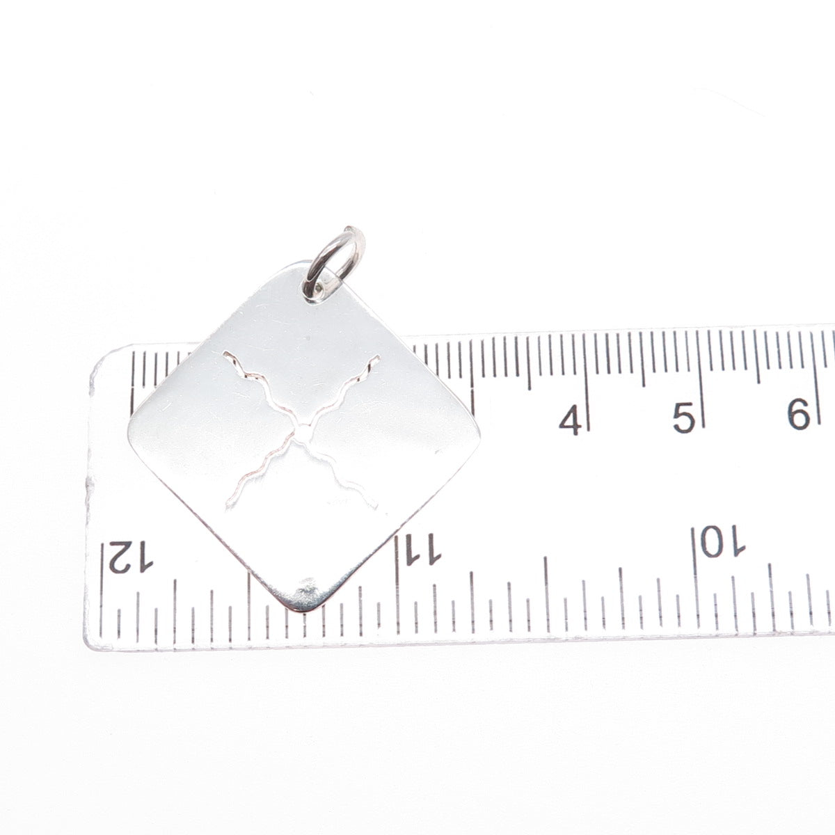 925 Sterling Silver Vintage Modernist X Symbol Charm Pendant