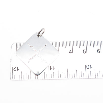 925 Sterling Silver Vintage Modernist X Symbol Charm Pendant