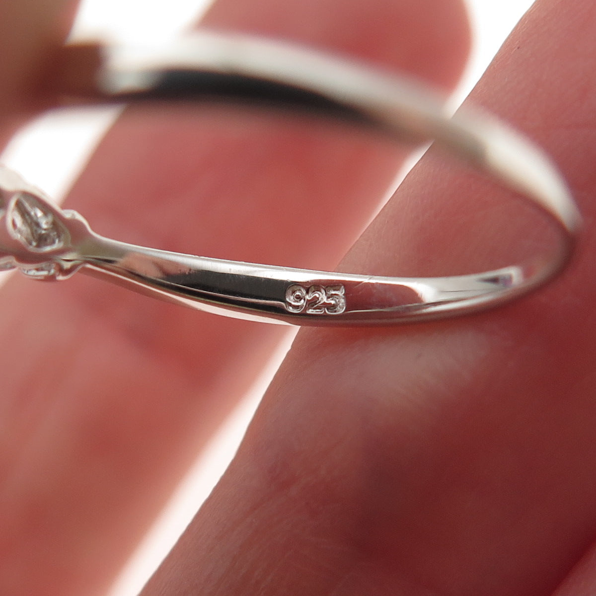 925 Sterling Silver Round-Cut C Z Heart Promise Ring Size 8