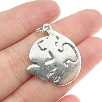 925 Sterling Silver Vintage Modernist Engraved Pendant