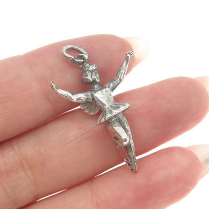 HAYWARD 925 Sterling Silver Antique Art Deco Fairy Minimalist Charm Pendant