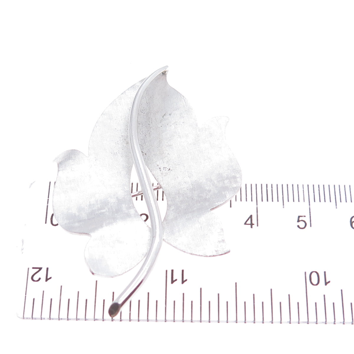 VAN DELL 925 Sterling Silver Vintage Modenrist Floral Leaf Pin Brooch