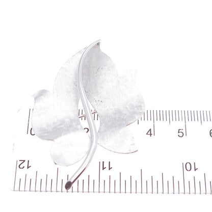 VAN DELL 925 Sterling Silver Vintage Modenrist Floral Leaf Pin Brooch