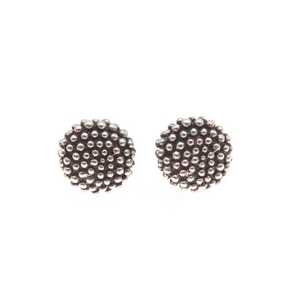 925 Sterling Silver Vintage Granulated Ball Oxidized Stud Earrings