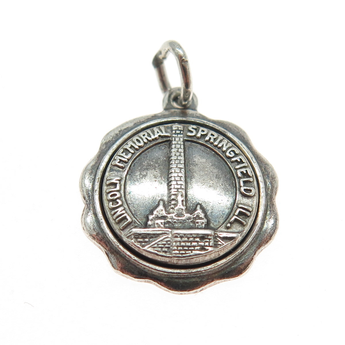 BATES & KLINKE 925 Sterling Silver Vintage Lincoln Memorial Springfield Pendant