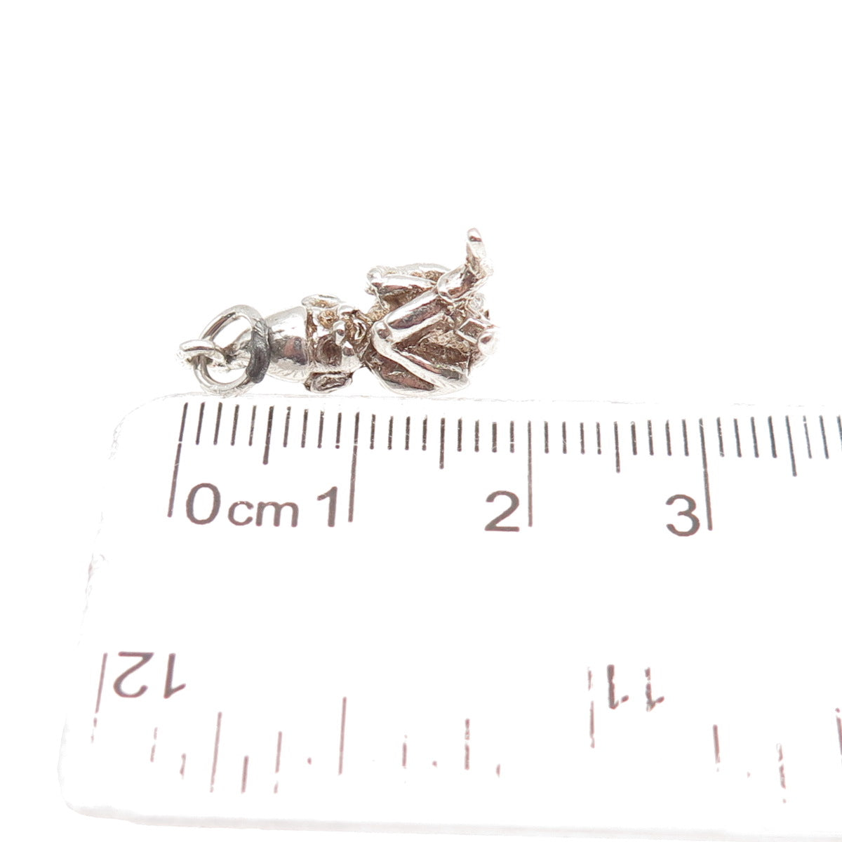 925 Sterling Silver Vintage Pixie Oxidized 3D Mini Charm Pendant