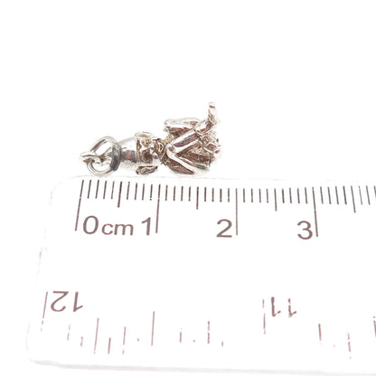 925 Sterling Silver Vintage Pixie Oxidized 3D Mini Charm Pendant