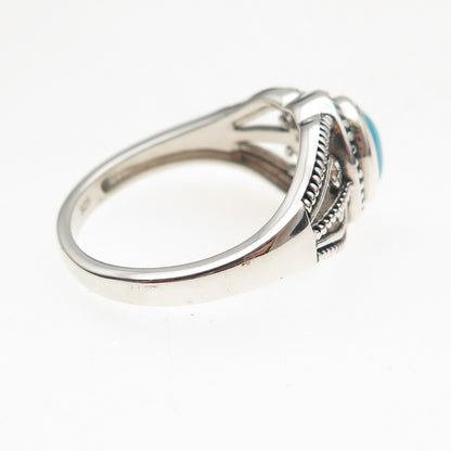 D'Joy 925 Sterling Silver Real Turquoise Heart Oxidized Ring Size 8.25