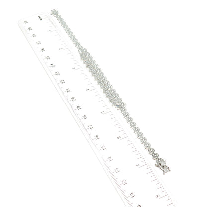925 Sterling Silver Round & Tapered Baguette-Cut C Z Tennis Link Bracelet 7"