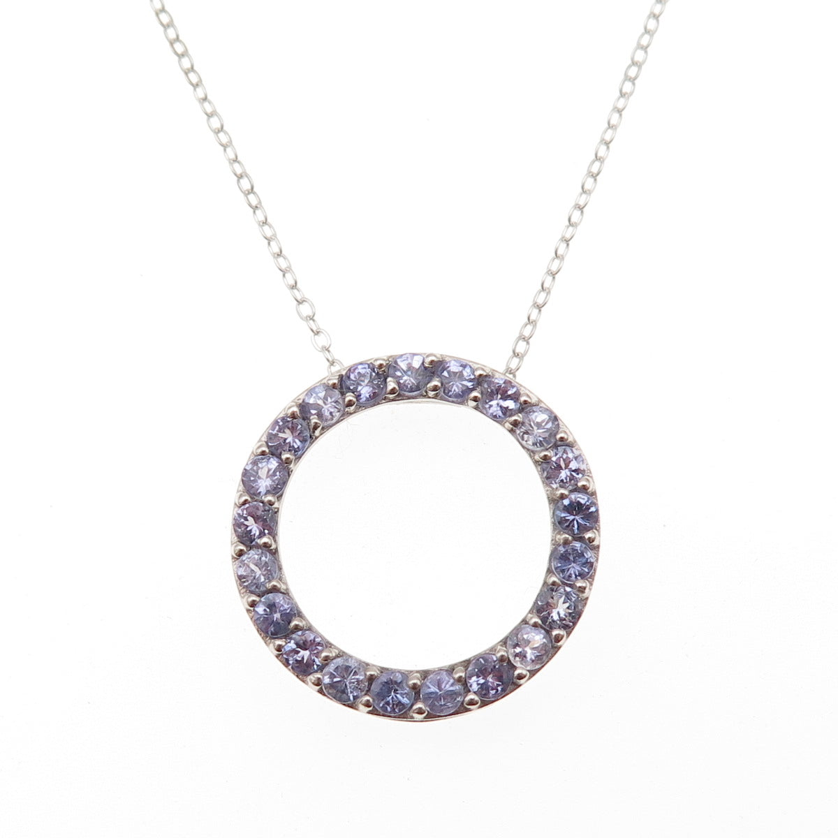 Chuck Clemency 925 Sterling Silver Real Tanzanite Circle of Life Necklace 20"
