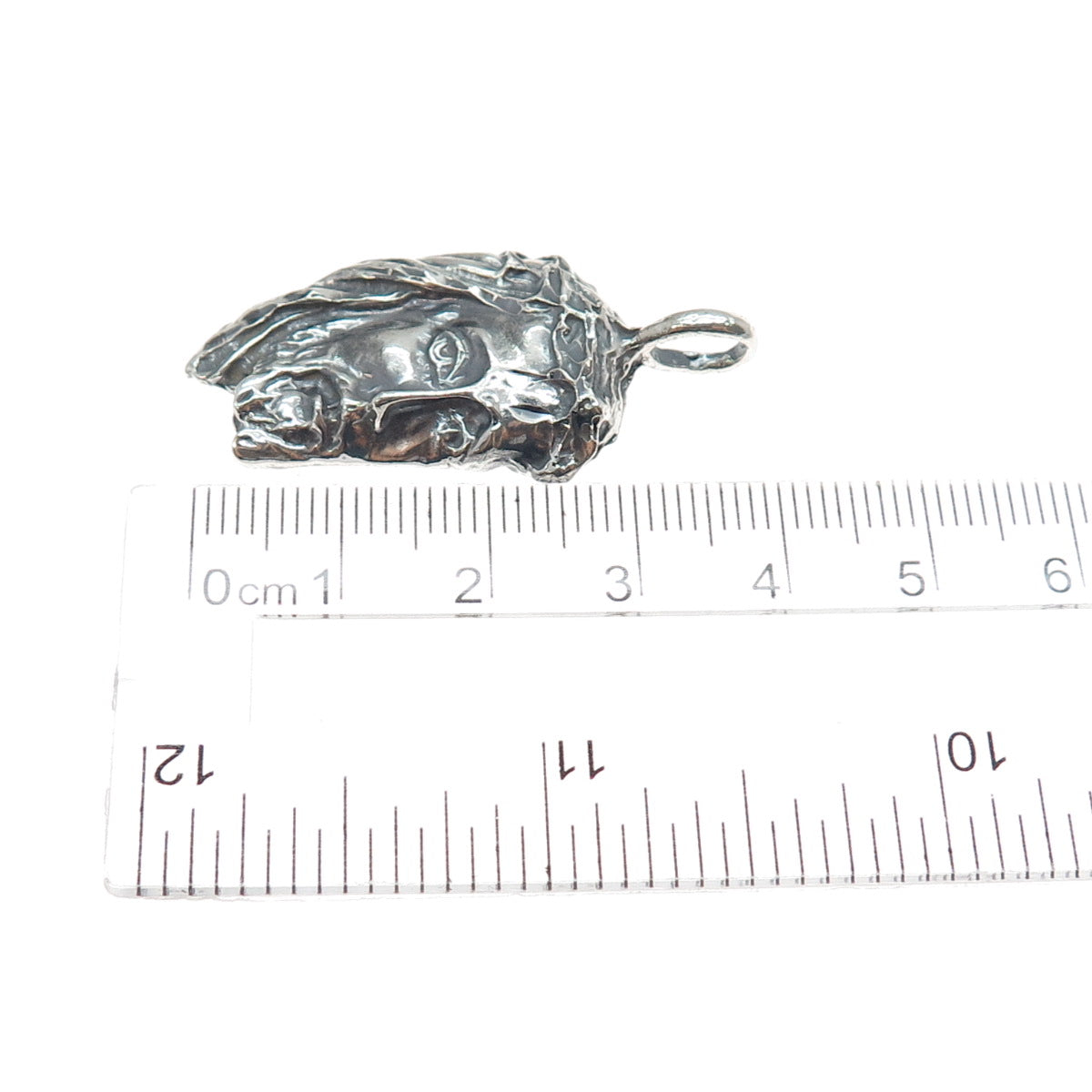 925 Sterling Silver Vintage Jesus Religious Oxidized Charm Pendant