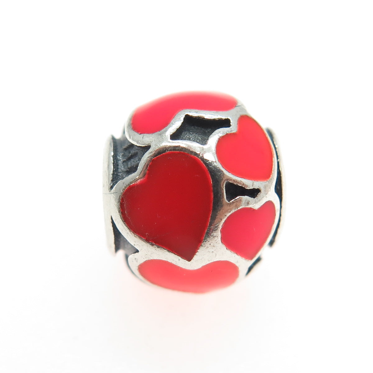 PANDORA 925 Sterling Silver Enamel Heart Bead Charm