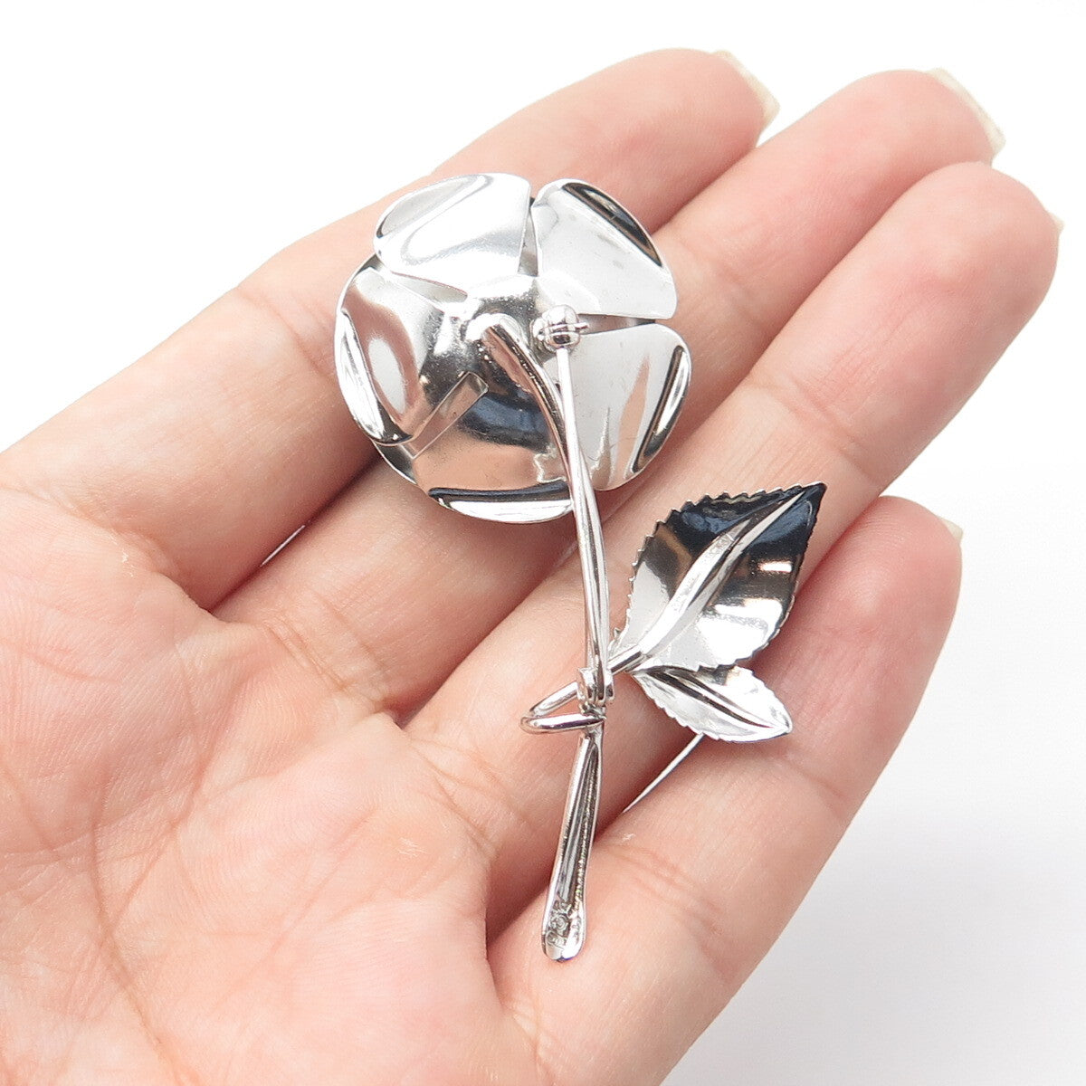 RAIMOND SILVER MFG CO. 925 Sterling Silver Vintage Handmade Rose Flower Brooch