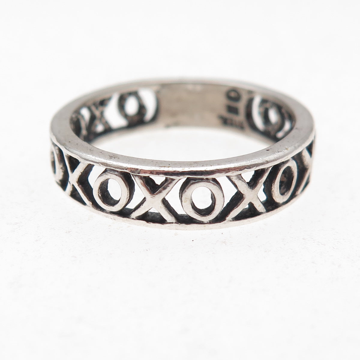 Wheeler Mfg 925 Sterling Silver Vintage XO Hugs & Kisses Oxidized Ring Size 9