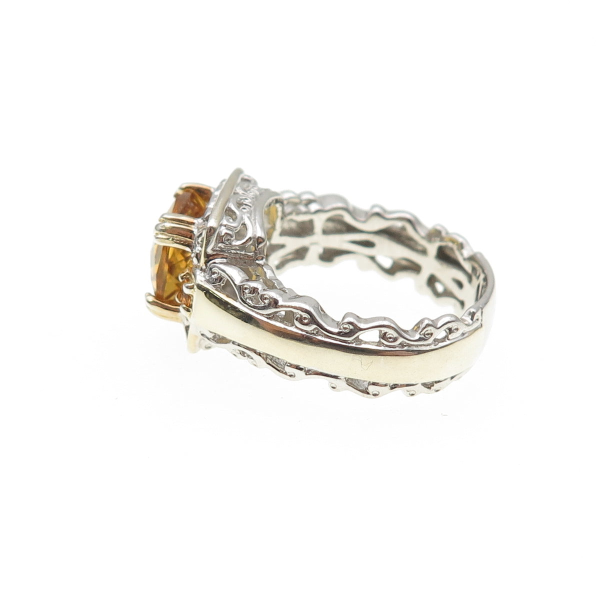 MICHAEL VALITUTTI Gems En Vogue 925 Sterling 2-Tone Real Citrine Ring Size 6.25