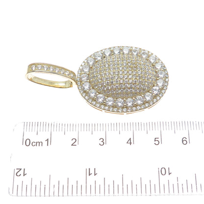 DESIGNS BY YAGI 925 Sterling Gold Plated Round-Cut Shaped C Z Sparkle Pendant