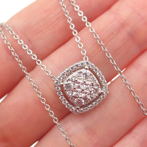 DEE BERKLE 925 Sterling Silver Round & Princess-Cut C Z Chain Necklace 16-18"