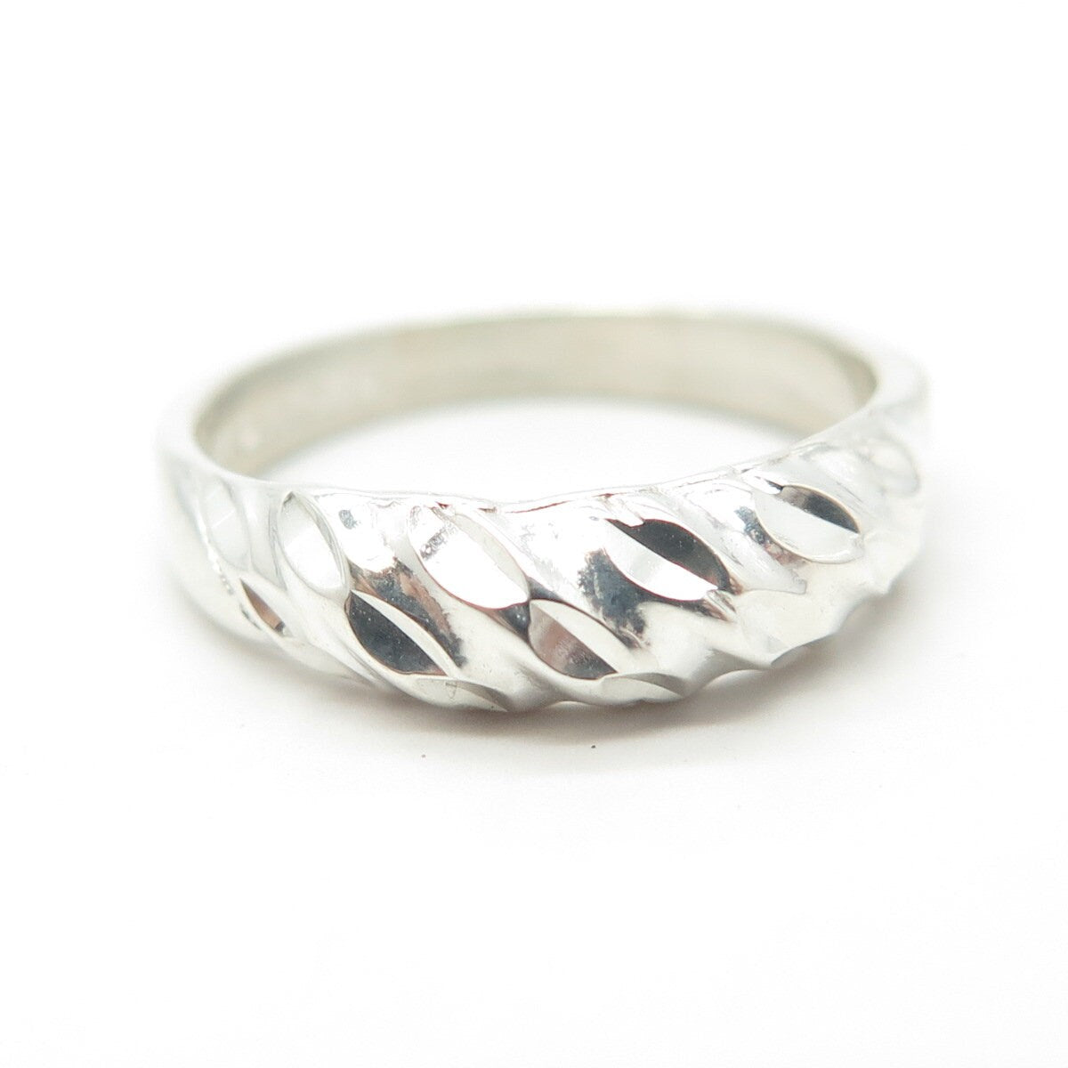 925 Sterling Silver Vintage Twisted Dome Ring Size 6.75